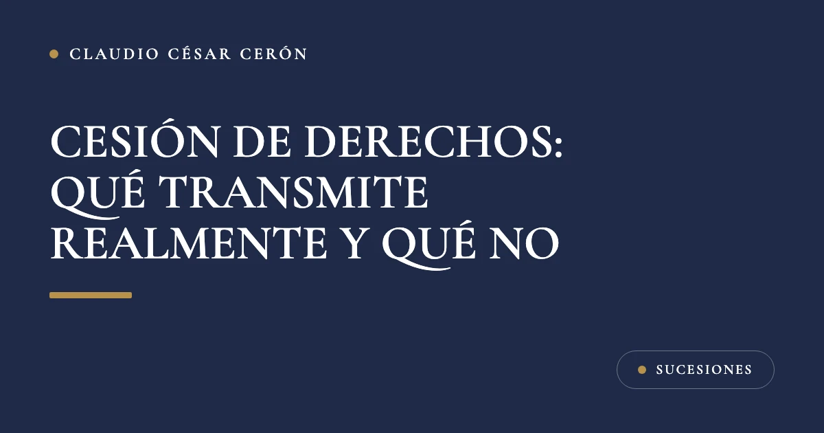 Documento de cesión de derechos firmado ante testigos sobre un escritorio