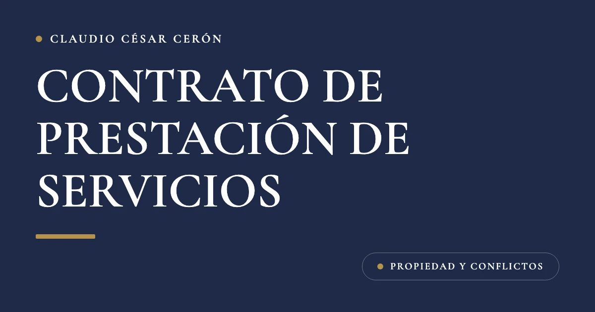 Contrato de prestación de servicios profesionales firmado sobre un escritorio junto a planos de un inmueble