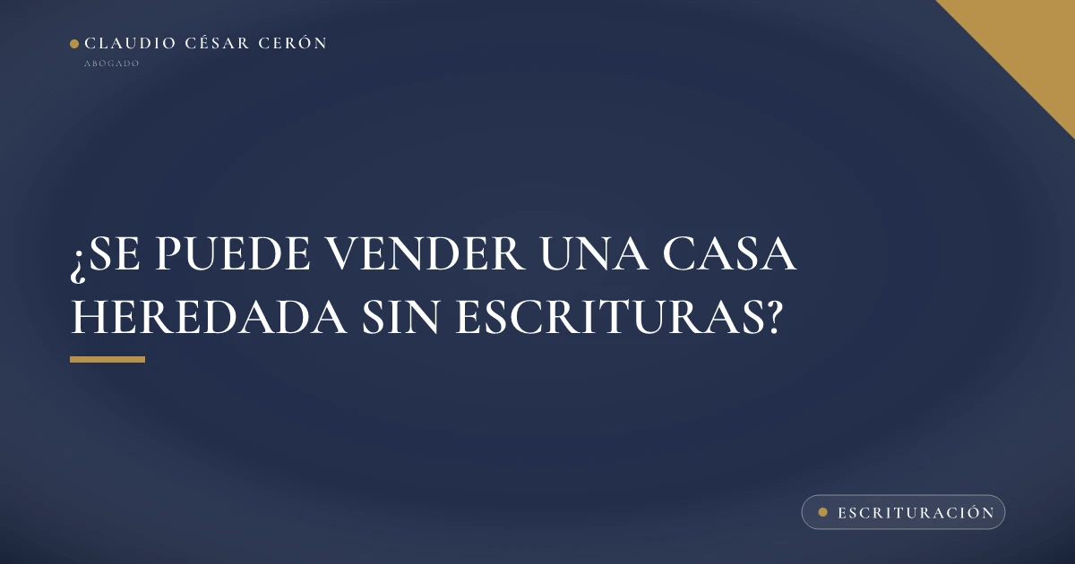 Cartel de venta frente a una casa junto a documentos de una herencia sin escriturar